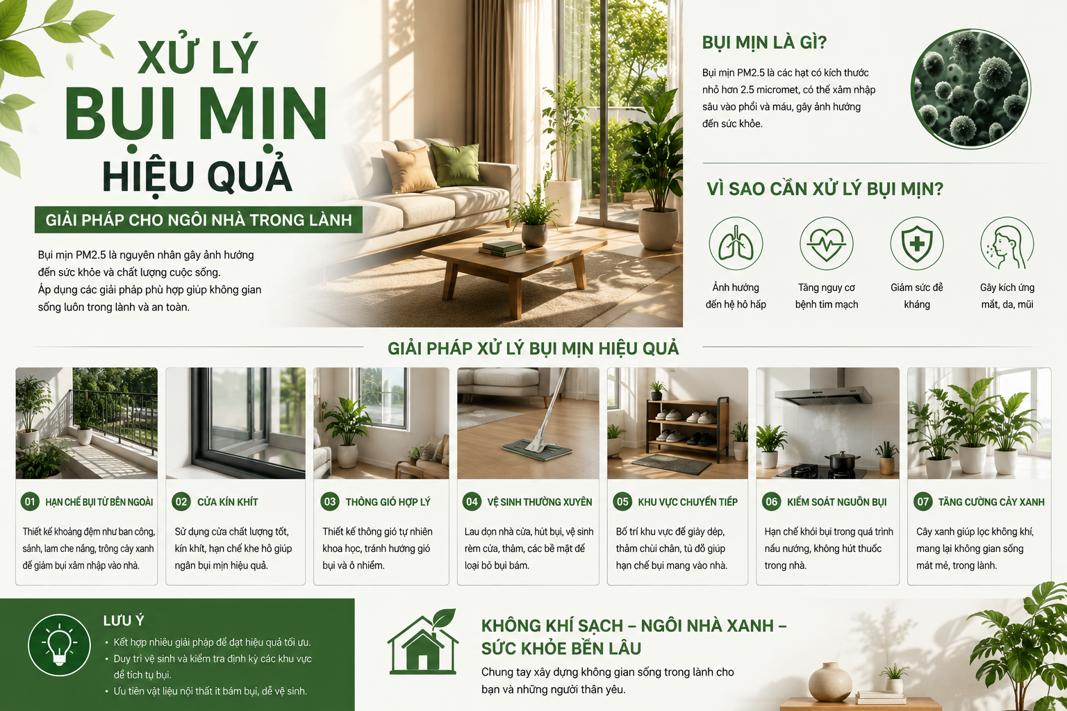 XỬ LÝ BỤI MỊN HIỆU QUẢ: GIẢI PHÁP GIÚP NGÔI NHÀ LUÔN TRONG LÀNH