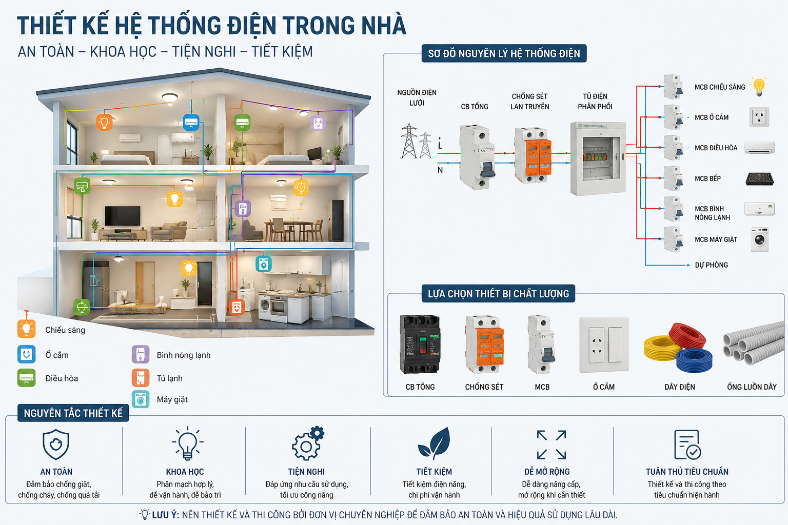 Thiết Kế Hệ Thống Điện Khoa Học, Thuận Tiện Cho Nhà Ở Hiện Đại