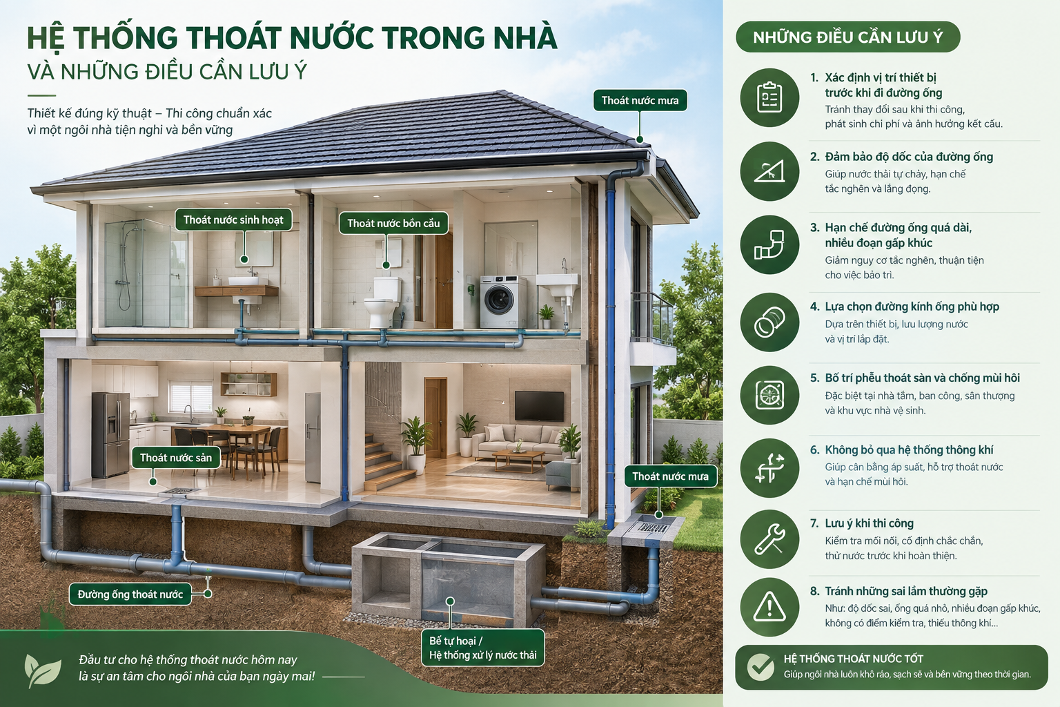 Hệ Thống Thoát Nước Trong Nhà Và Những Điều Cần Lưu Ý