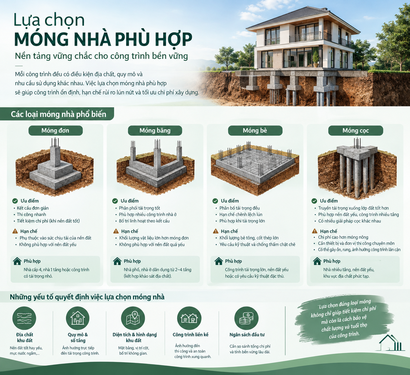 lựa chọn móng nhà phù hợp