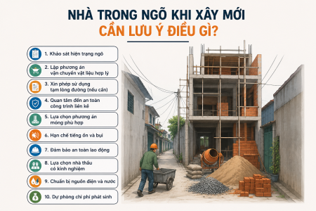 Nhà Trong Ngõ Khi Xây Mới Cần Lưu Ý Điều Gì? Kinh Nghiệm Quan Trọng Giúp Thi Công Thuận Lợi